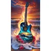 (Grande Taille) Guitare bord de mer-peinture diamant rond-40*70cm