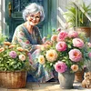 Diamond Painting-DIY Full Round Drill Garden Old Lady