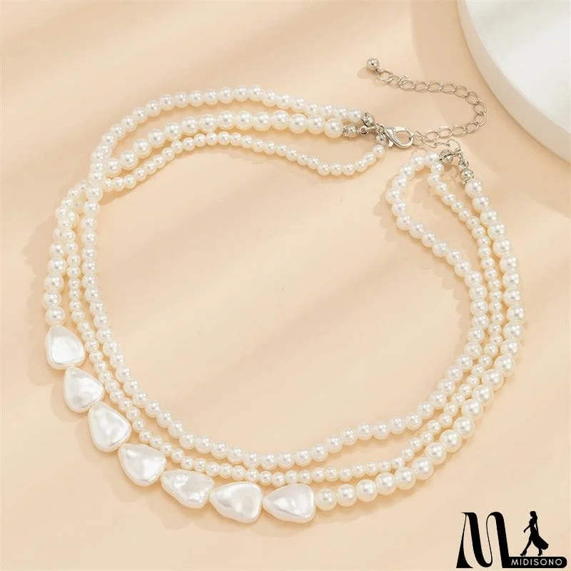 MidiSono - Stylish Knitting All Match Artificial Pearls Beads Necklace