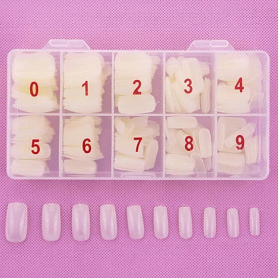 1box 500Pcs Fashion Full Cover Natural False Nails Fake Tips DIY With Box Beauty Tool False Acrylic Artificial Nail Art Tips-Nail Inspo