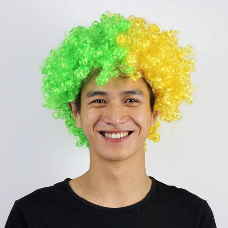 World Cup Flag Color Clown Wig Party Cosplay Football Fans Afro-hair Wig-VESSFUL