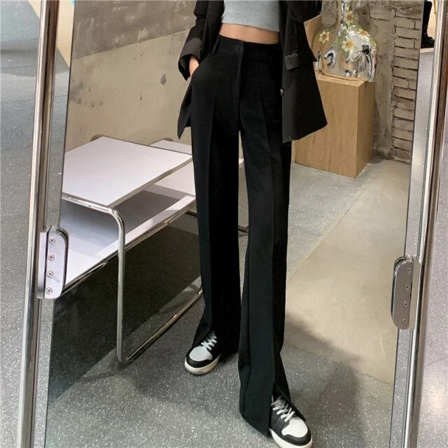 Skinny Long Split Suit Pants