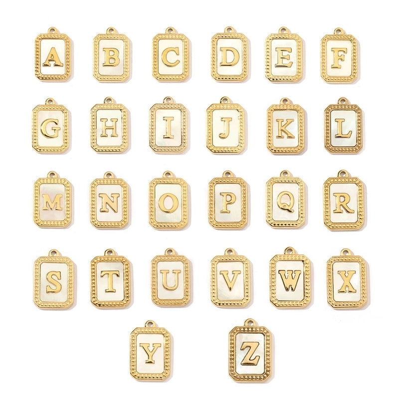 A Pack Of 3 201 Stainless Steel Shell 18K Gold Plated Letter Polished Pendant