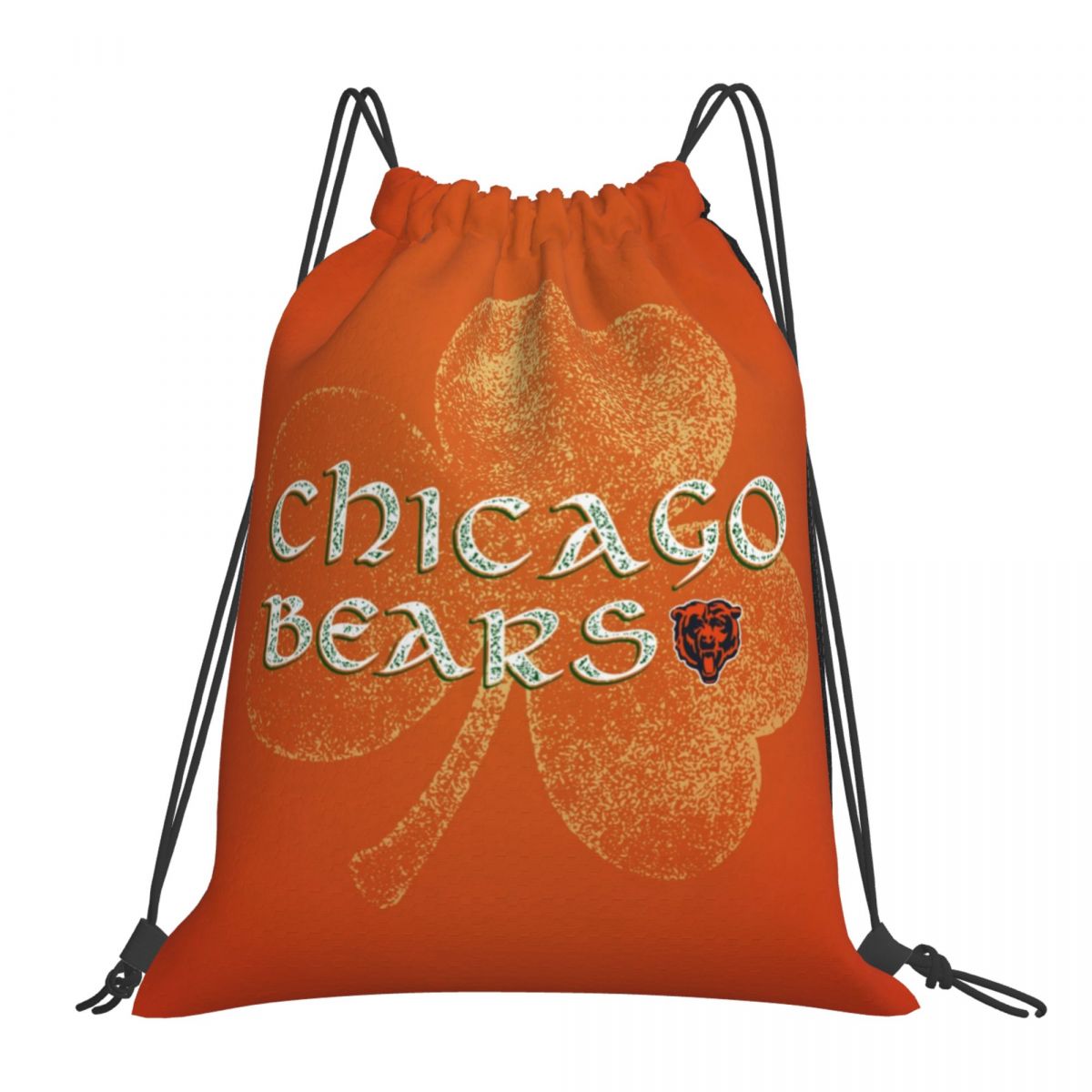 Chicago Bears Shamrock Orange Drawstring Bags for School Gym