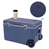 [US Local Warehouse] 70L White Cooler with Wheels Hard Shell Ice Chest Keep Food Warm Rolling Wheeled Camping Cooler for Beach Drink Beverage Picnic Fishing