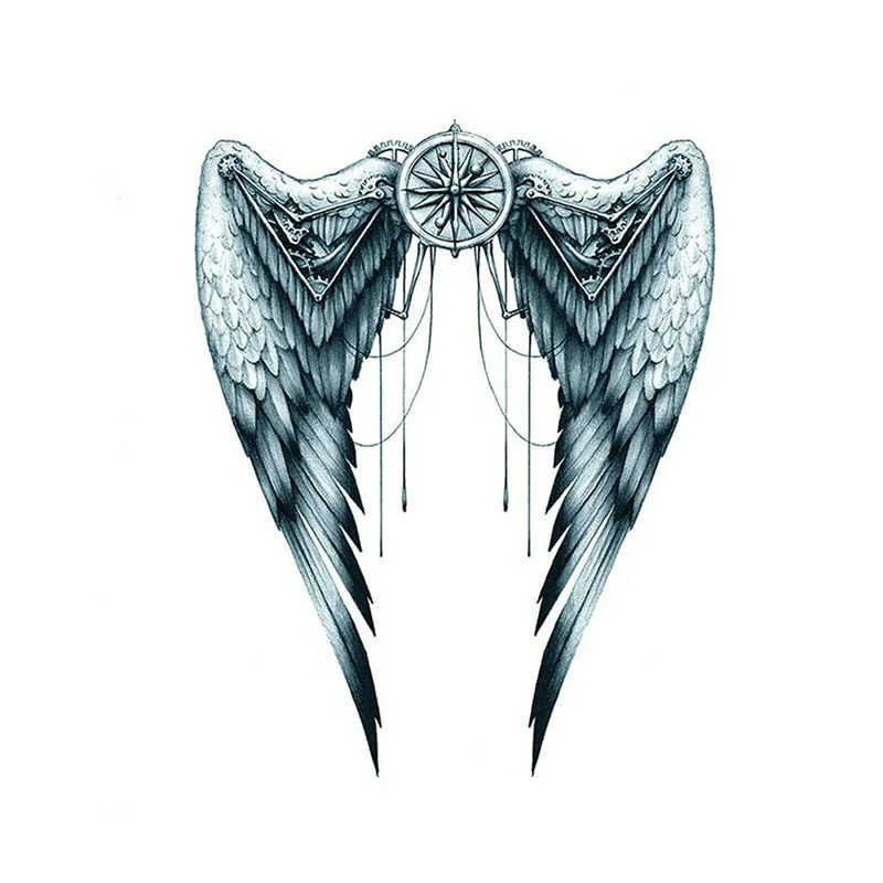 Angel Wings Temporary Tattoo - Mechanical Grey Body Art Festival Womens Mens
