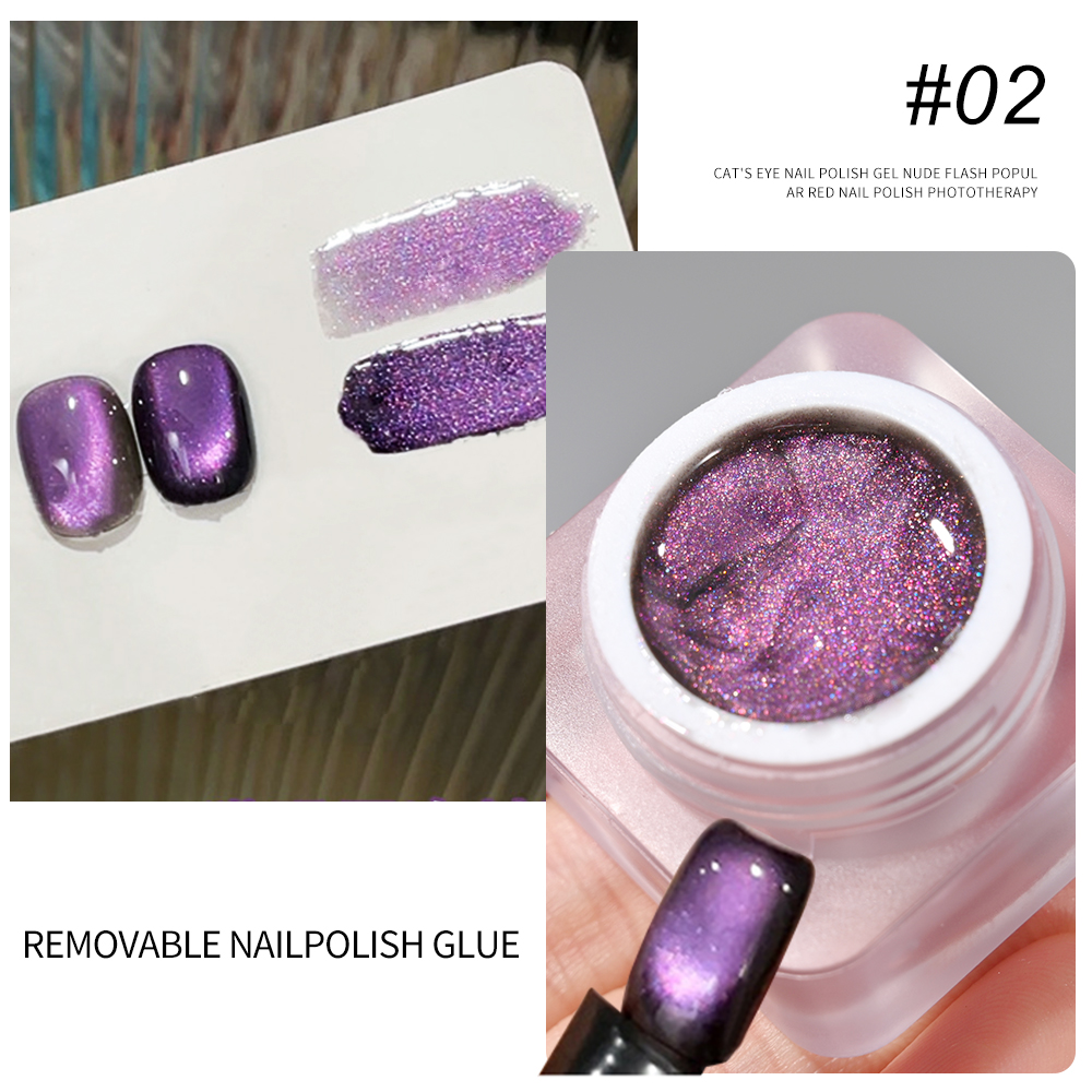 Bayuyun 6ML Aurora Cat Eye Gel Nail Polish Sparkling Glitter Magnetic Gel Varnis Semi Permanent Soak Off UV Gel Starry Cat Eye Gel