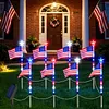 Independence Day Solar Lights with 8 Lighting Modes LED Patriotic Pathway Lights IP65 Waterproof for Outdoor Yard Garden 250th Anniversary Decor