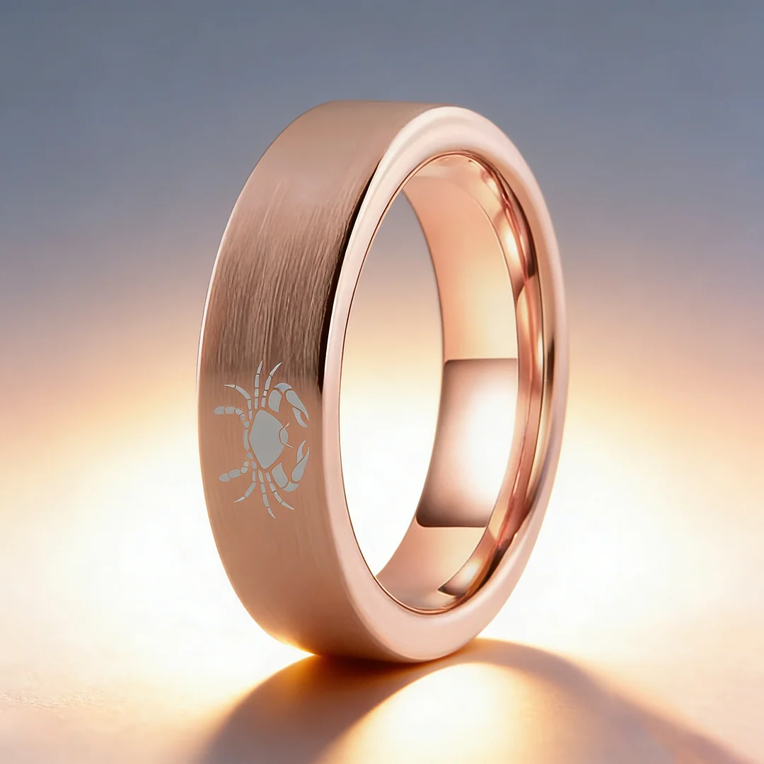 Wedding Fashion Cancer Tungsten Rings and Flat Rose Gold Band Edge Comfort Fit for Men and Women 4MM 6MM 8MM Width