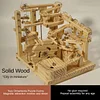 DIY Mortise and Tenon Wooden Marble Run Building Block Toy, Mechanical Model, Educational and Creative Assembly, Handmade Wooden Craft, Home Decoration, and Educational Gift