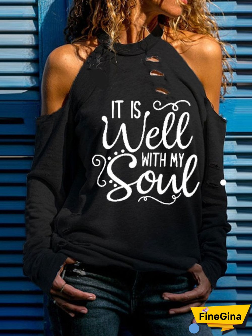 Women's It Is Well With My Soul Off-Shoulder T-Shirt