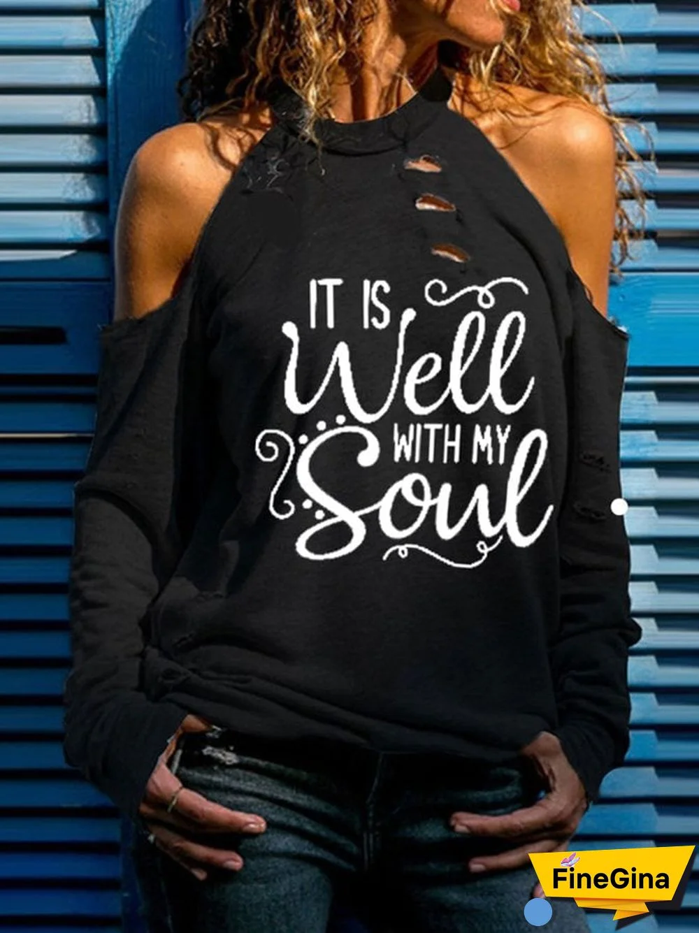 Women's It Is Well With My Soul Off-Shoulder T-Shirt