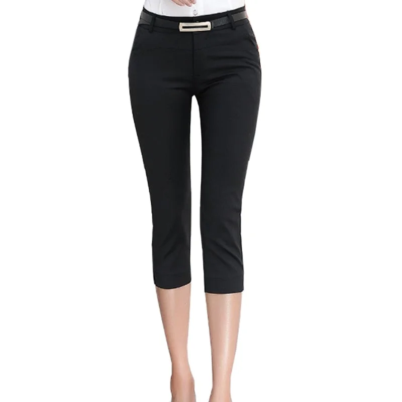 Pants Women Summer Skinny Breeches Cropped Trousers High Waist Office Lady Slim Capris Pantalon Femme Woman Bodycon Pencil Pant