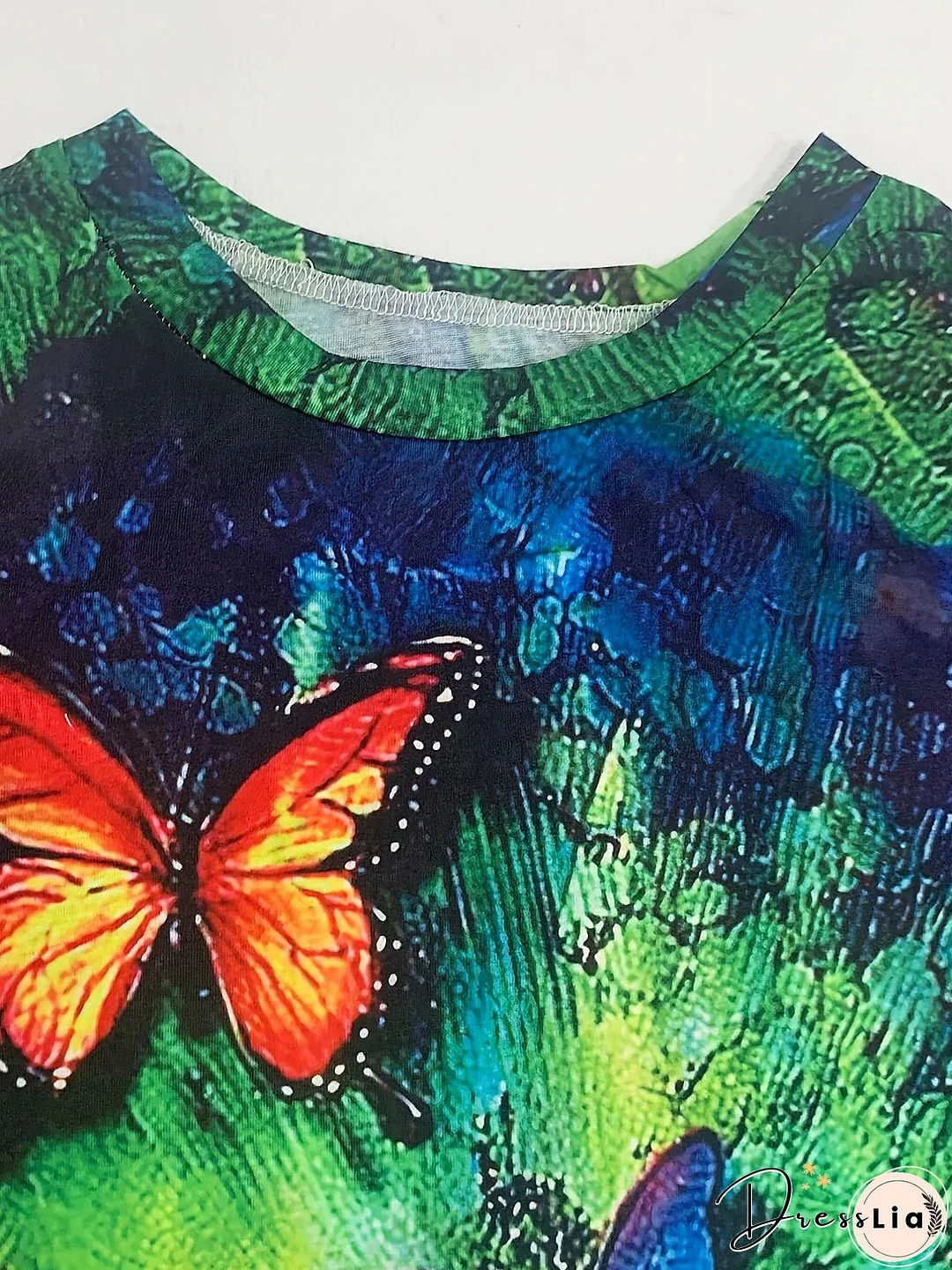 Women's T shirt Tee Graphic Butterfly Blue Print Short Sleeve Daily Weekend Basic Round Neck Regular Fit