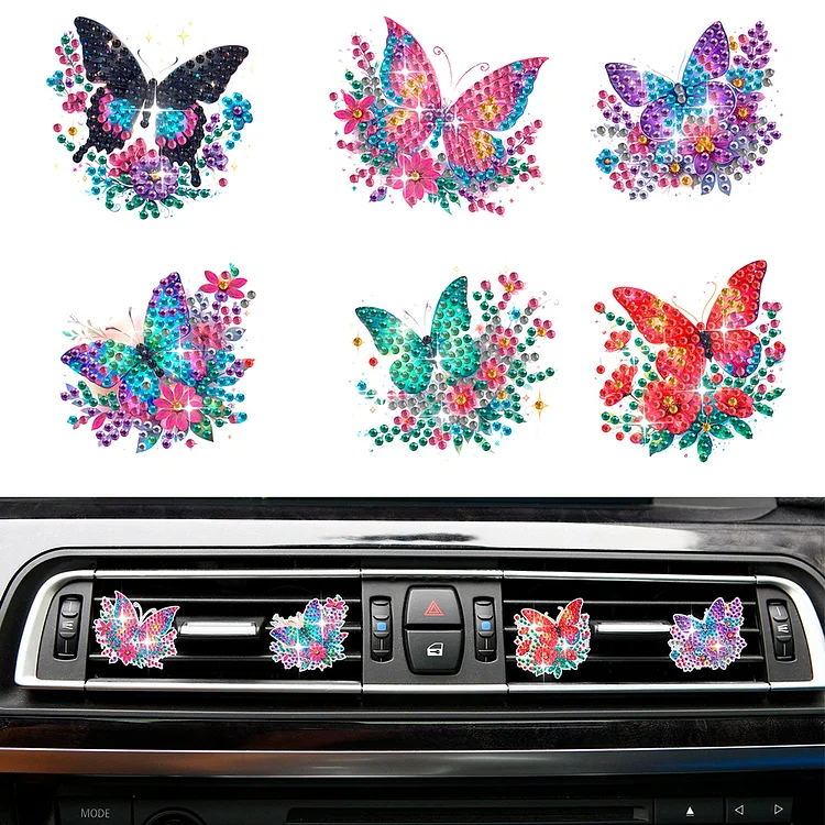 6Pcs Diamond Painting Car Air Vent Clips Car Decor for Women Girls (Butterfly) gbfke
