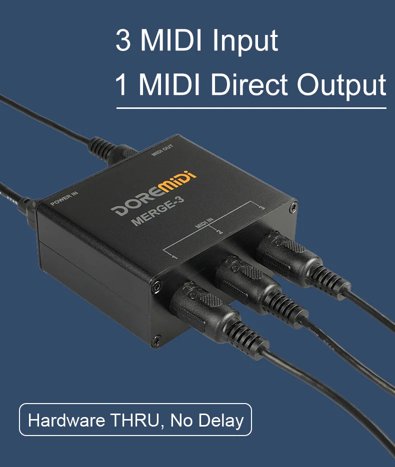 DOREMiDi MIDI Merger-3 MIDI Input 2 MIDI Output Support USB Power