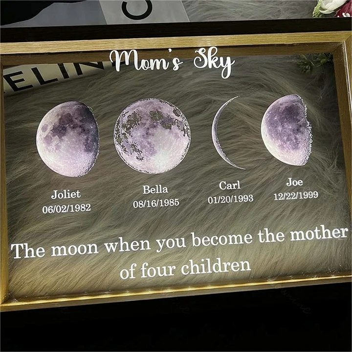 Led light frame with text and date - mom's universe