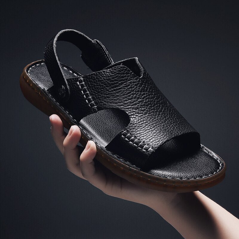 Size 38-46 Mens Sandals Comfort Genuine Leather Summer High Quality Beach Slippers Casual Footwear Outdoor Beach Shoes 2021 New