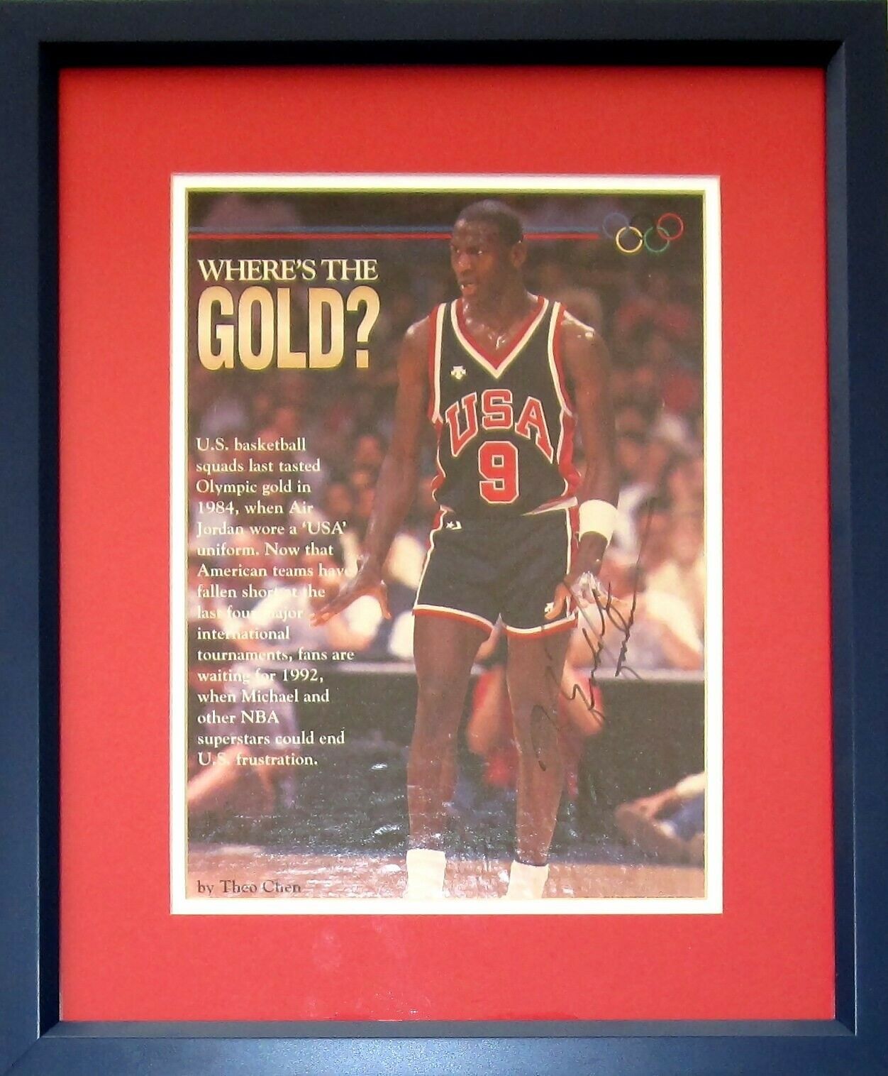 Michael Jordan autographed signed 1984 US Olympic Team Photo Poster painting framed (FULL NAME)