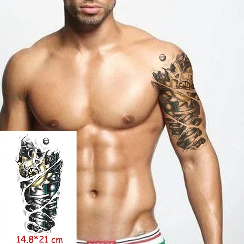 Waterproof Temporary Tattoo Sticker Totem Line Black Classical Tatoo Body Art Arm Leg Fake Tattoos Women/Men Girl 14.8*21 Cm