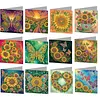 12pcs Sunflower Diamond Art Greeting Cards DIY 12 Pack with Envelopes