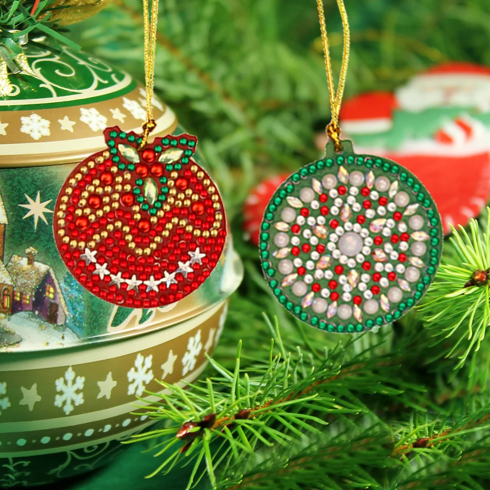 8pcs DIY Diamond Painting XmasTree Pendant (Single Sided)
