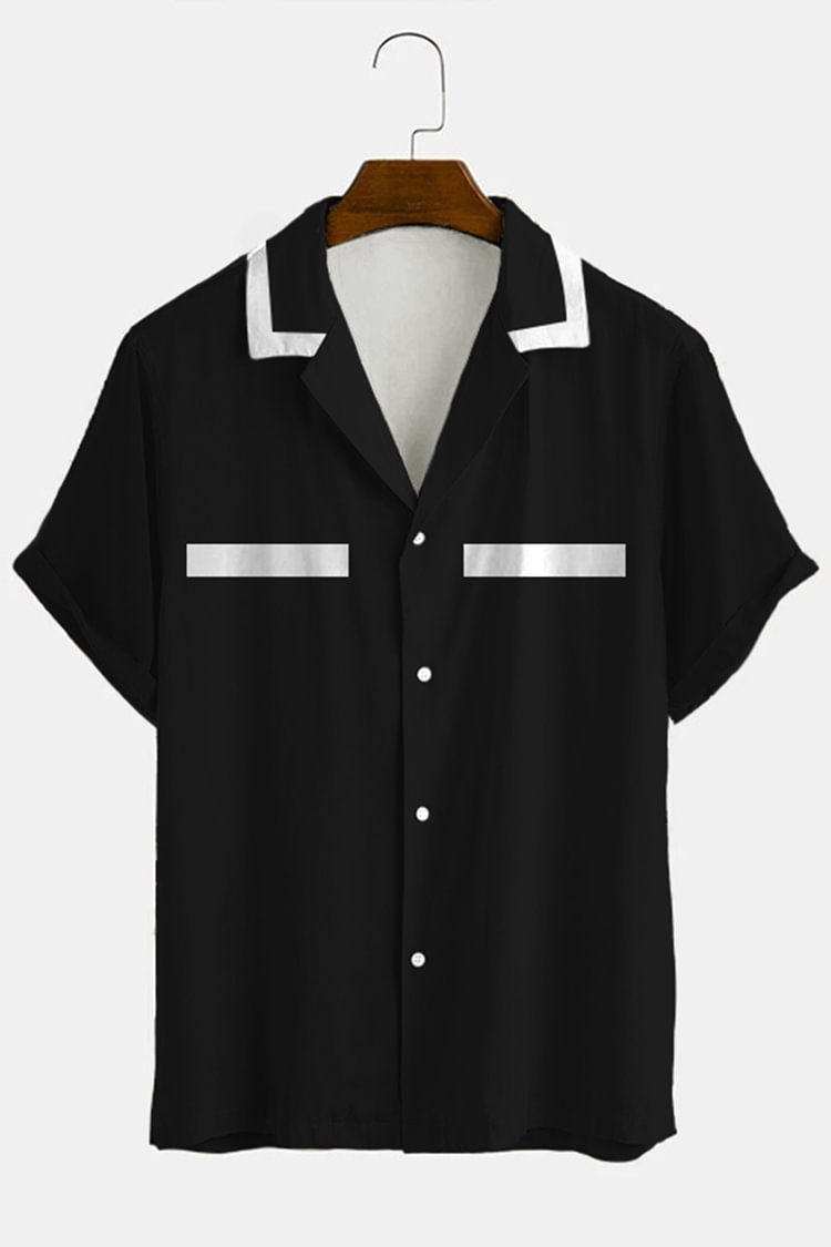Black Contrast White Short Sleeve Shirt