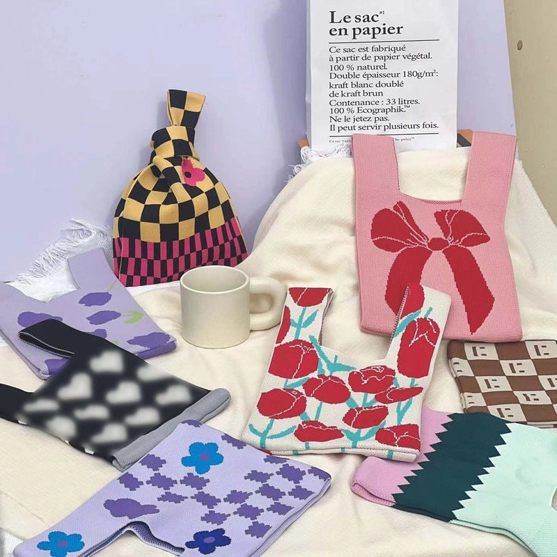 Gift Packaging Handbag Casual Knitted Handbag Woven Bag Multi-pattern Style Knitted Bag For Women