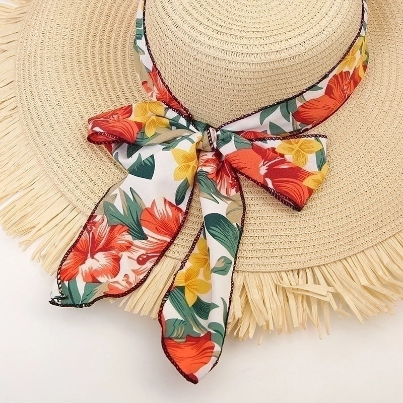 Women’s Vacation Beach Solid Color Big Eaves Straw Hat