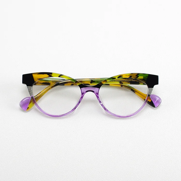 Cateye Acetate Eyeglasses Frames Women  Handmade Glasses High Quality Personalized Stylish Sunglasses with Full Case
