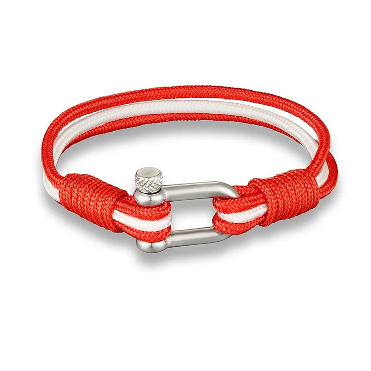 Unisex Stainless Steel Popular U Buckle Contrasting Color Bracelet