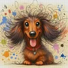Colored Pencil Dachshund - 11CT Stamped Cross Stitch - 45*45cm - Dog