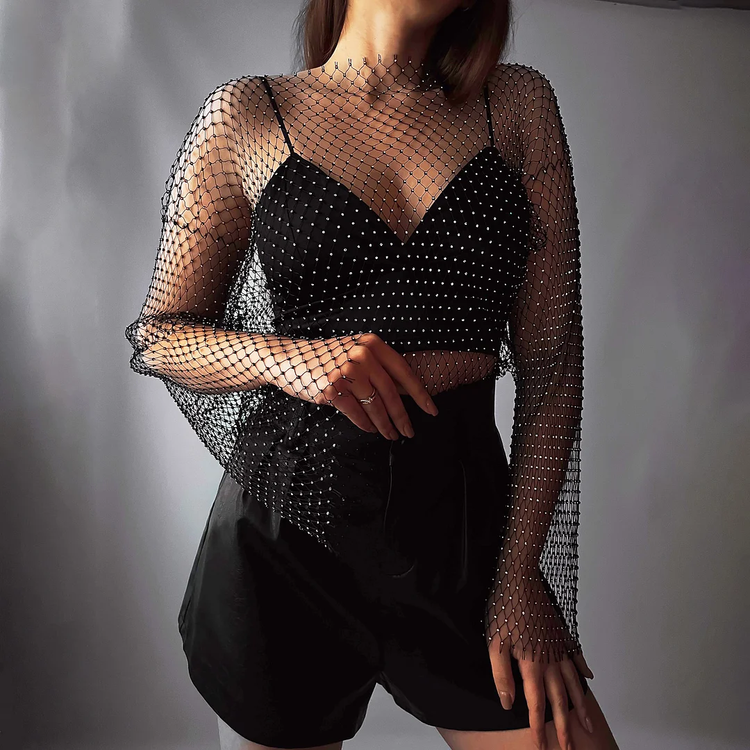 Athvotar Athvotar One Summer] Hollow Diamond Hooded Woman | Fashion Personality Out Of The Street Party Breathable Comfortable