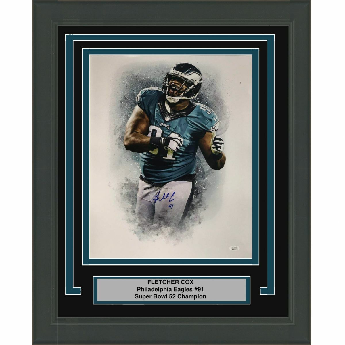 FRAMED Autographed/Signed FLETCHER COX Philadelphia Eagles 16x20 Photo Poster painting JSA COA 1