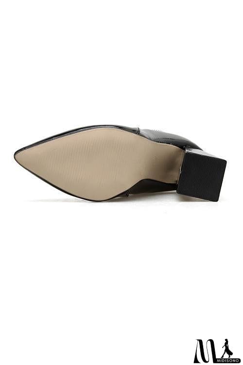 MidiSono - PU Pointed Toe High Heel Ankle Boots
