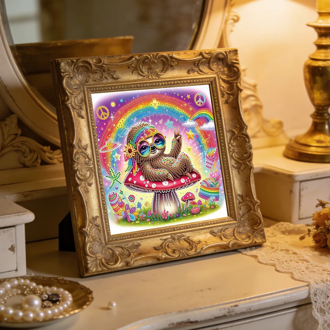 Diamond Painting - Partial Special Shaped Drill - Hippie Sloth(Canvas|30x30cm)