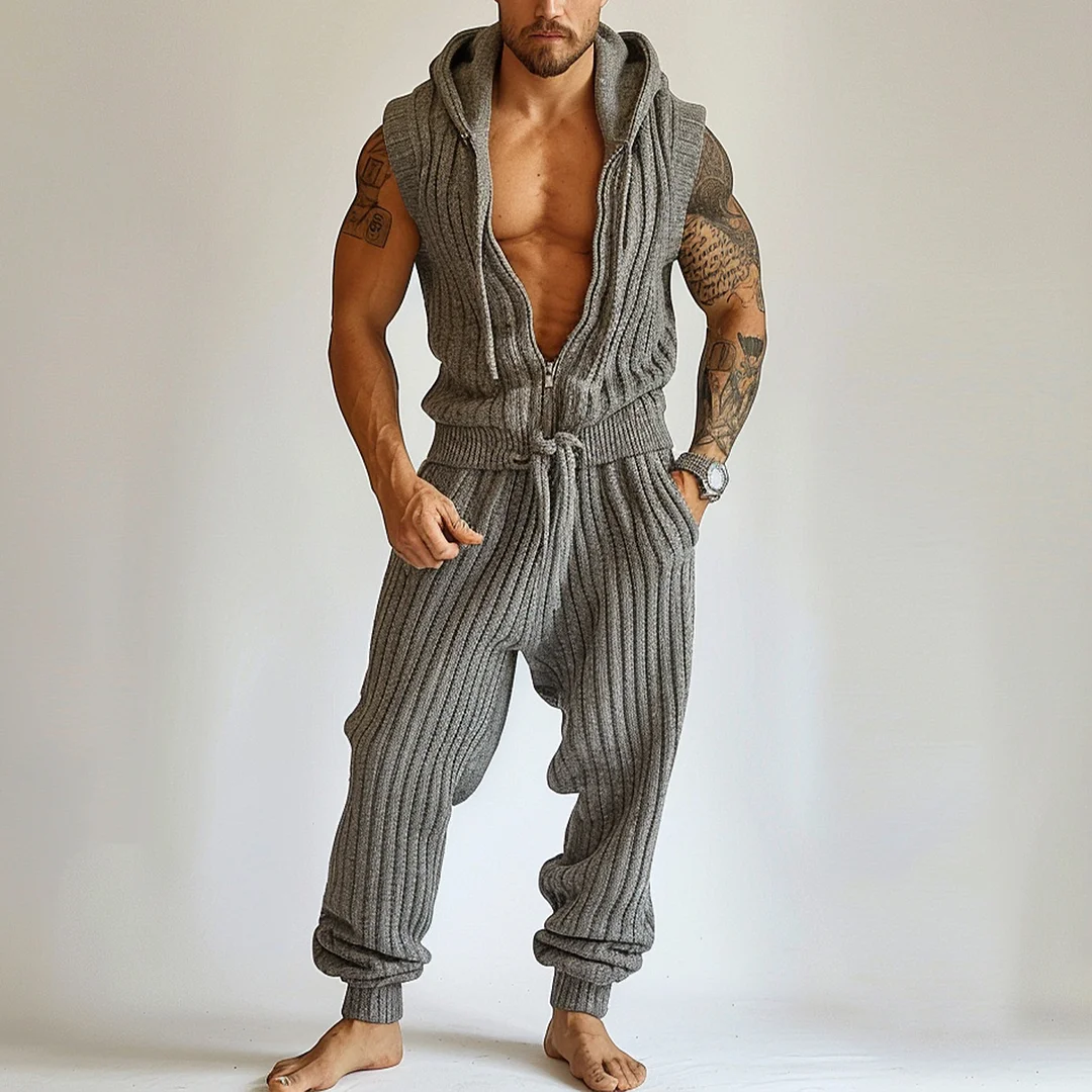 Casual Knitted Sleeveless Suit-inspireuse