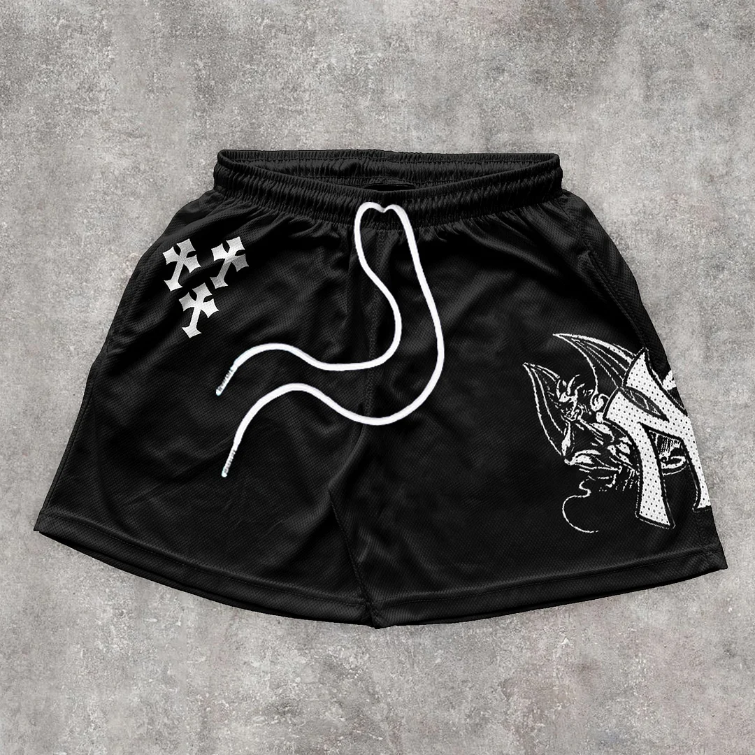 Fashion Print Demon Casual Shorts