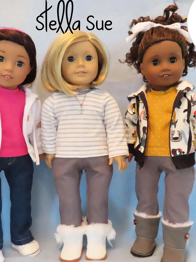pornhint Pornhint Stella Sue Digital pattern Hooded sweatshirt, T-shirt and Jeans sized to fit 18" dolls Hoodie Jacket legendzxl