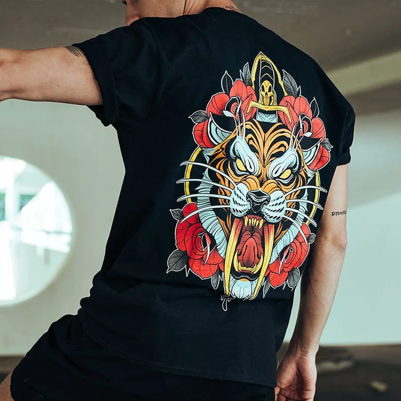 Ferocious animal print men's sports T-shirt -  