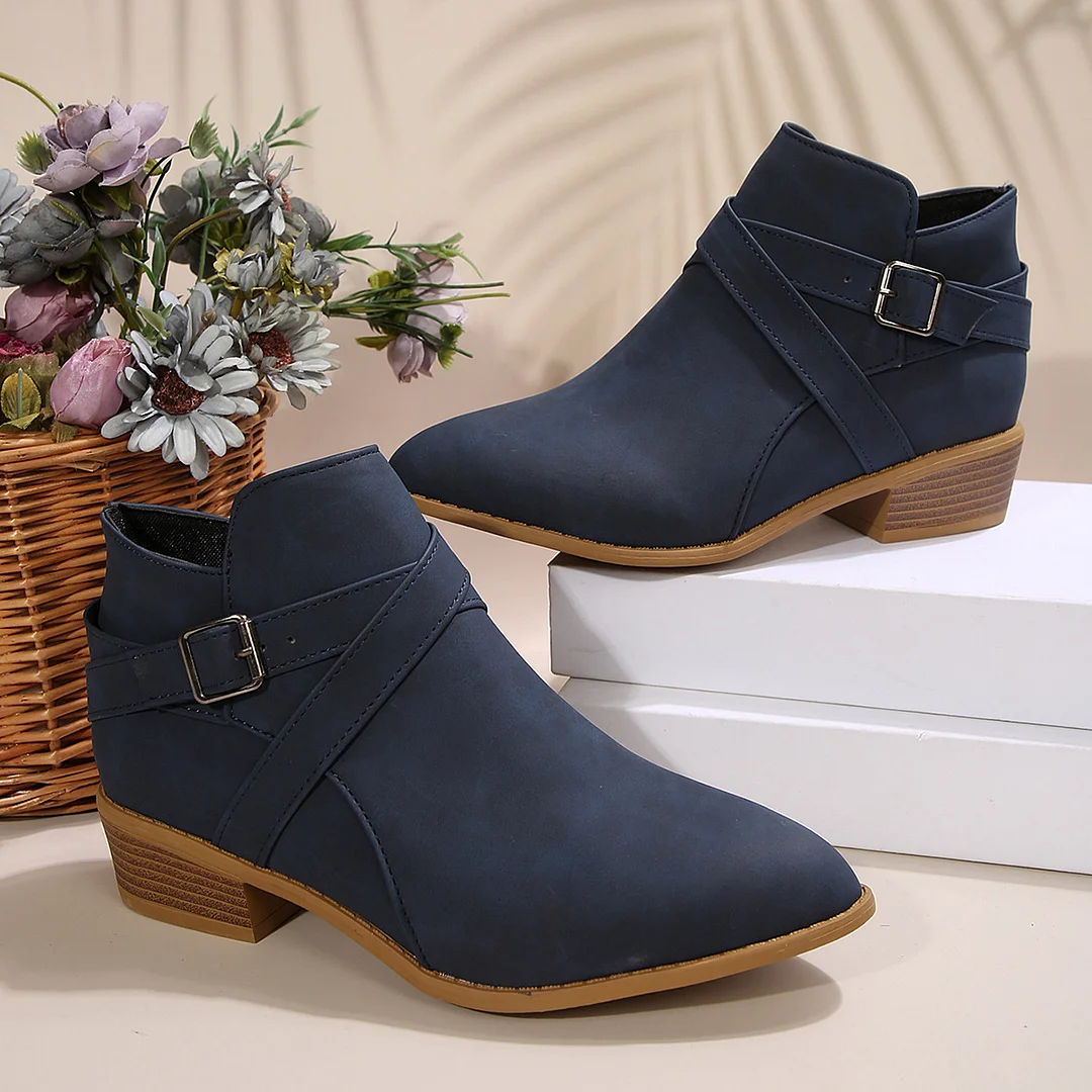 Yyvonne Autumn And Winter New Large-Size Tip Side Zipper Fashion Comfortable Short Boots Women 36-43