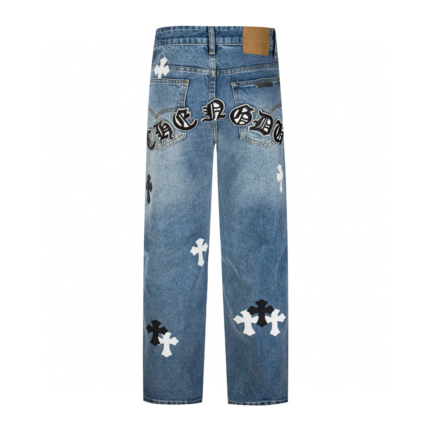 Cross Embroidered Jeans - Back View