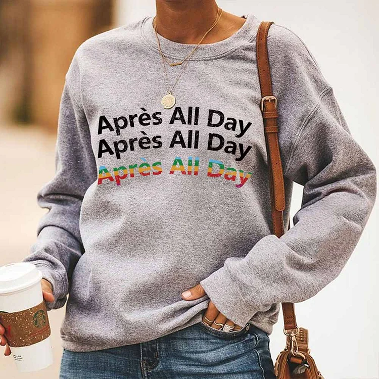 Women's Triple Apres All Day Pullover Western Aztec Letter Hoodies Grey Pink Black Available