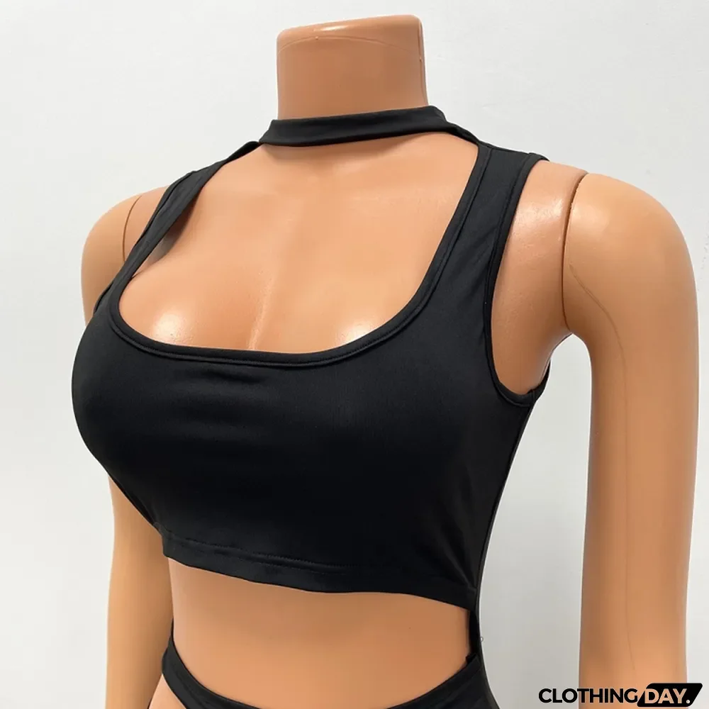 Women Summer Black Sexy O-Neck Sleeveless Solid Lace Up Mini Sheath Club Dress