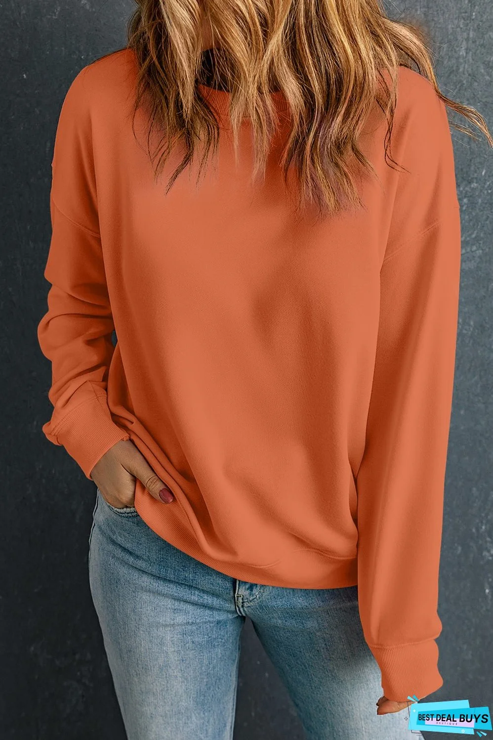 Round Neck Dropped Shoulder Sweatshirt