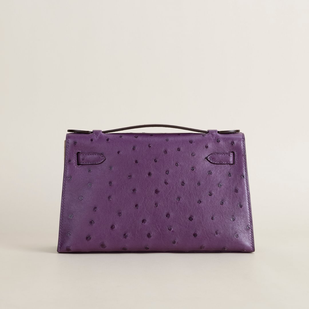 Kelly pochette Ostrich  P9 Anemone  GHW