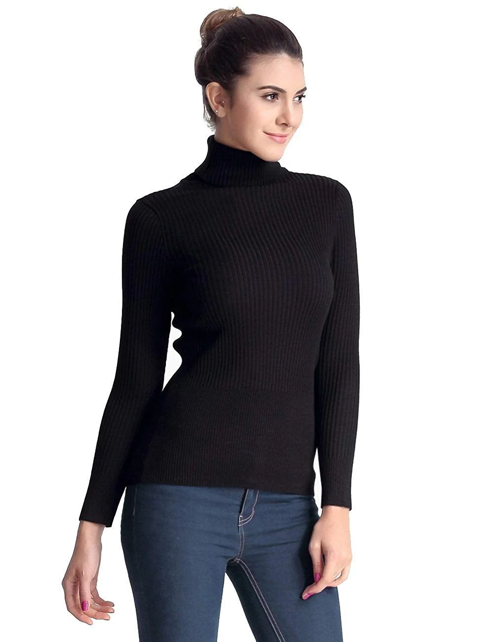 long sleeve sweater Women's Ribbed Turtleneck Long Sleeve Sweater Tops