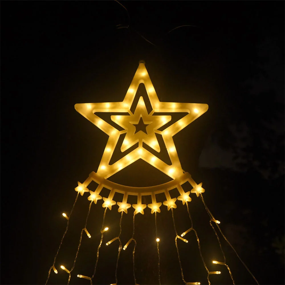 LED pentagram waterfall Christmas remote control hanging tree string lights
