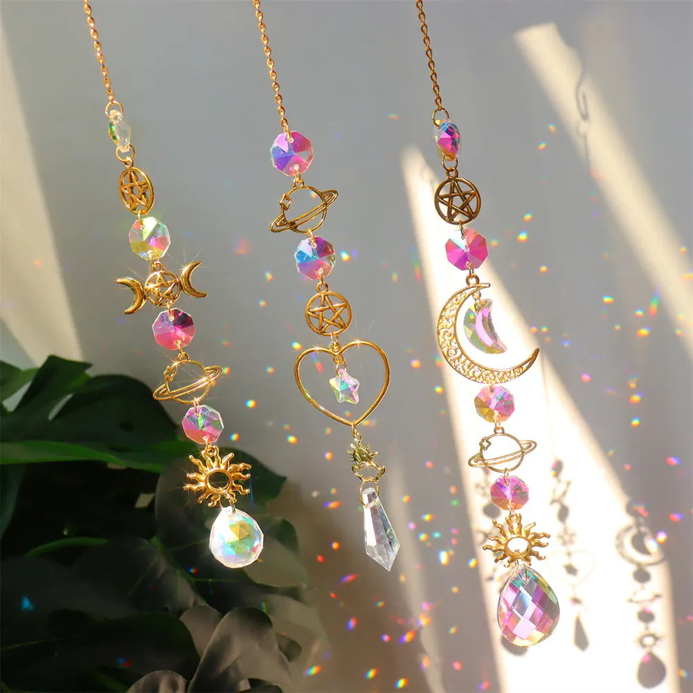 Star Crystal Chandelier Lighting Wind Chimes Curtain Home Garden Pendants