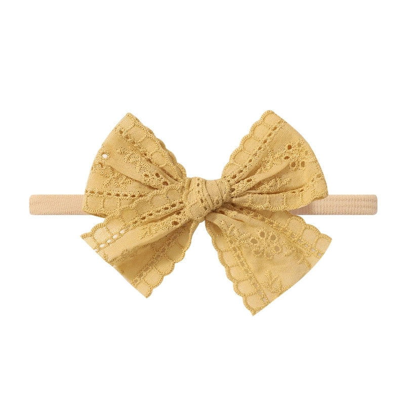 Baby Lace Hollow Soft Elasticity Traceless Hair Band Baby Bow Headband Princess Hair Accessories 3674